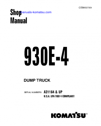930E-4(USA)-TIER 4 S/N A31164-UP Shop (repair) manual (English)