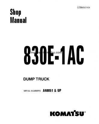 830E-1(USA)-AC S/N A40995 Shop (repair) manual (English)