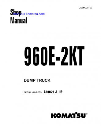 960E-2(USA)-KT S/N A50028-UP Shop (repair) manual (English)