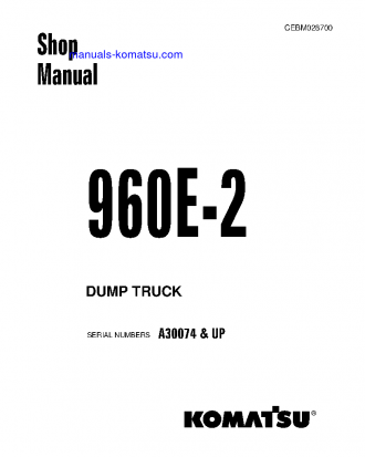 960E-2(USA) S/N A30074-UP Shop (repair) manual (English)