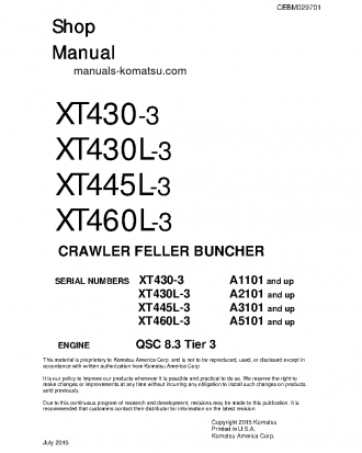 XT430-3(USA) S/N A1101-UP Shop (repair) manual (English)