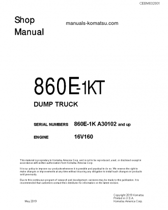 860E-1(USA)-KT S/N A30102-UP Shop (repair) manual (English)