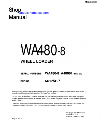 WA480-8(USA) S/N A48001-UP Shop (repair) manual (English)