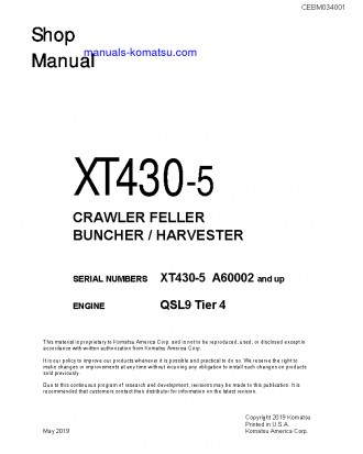 XT430-5(USA) S/N A60002-UP Shop (repair) manual (English)