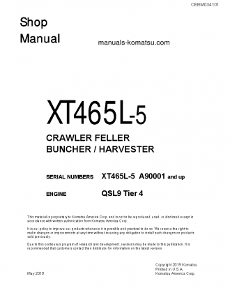 XT465L-5(USA) S/N A90001-UP Shop (repair) manual (English)