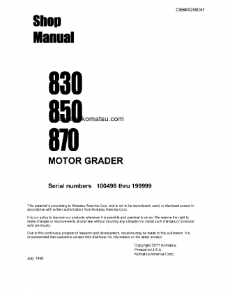 870 S/N 100496-199999 Shop (repair) manual (English)
