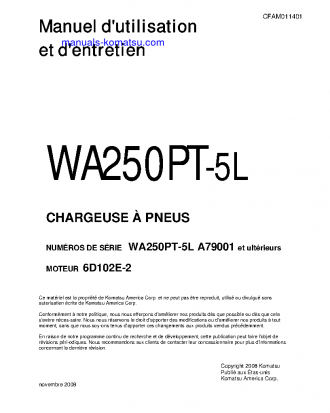 WA250PT-5(USA)-L S/N A79001-UP Operation manual (French)