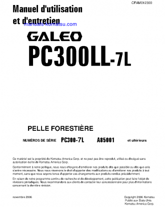 PC300LL-7(USA)-L S/N A85001-UP Operation manual (French)