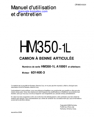 HM350-1(USA)-L S/N A10001-UP Operation manual (French)
