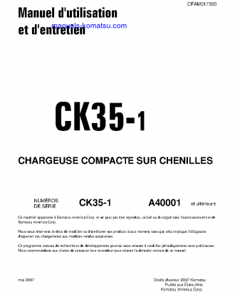 CK35-1(USA) S/N A40001-UP Operation manual (French)