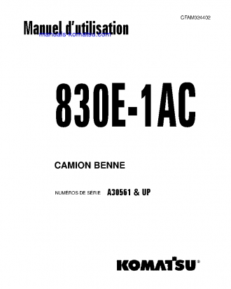 830E-1(USA)-AC S/N A30561-UP Operation manual (French)