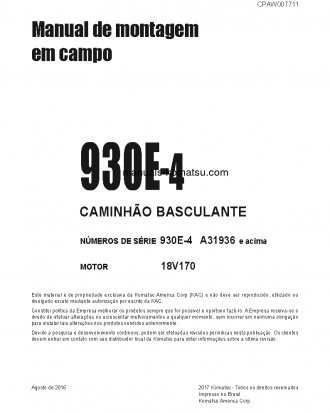 930E-4(USA) S/N A31936-UP Field assembly manual (Portuguese)