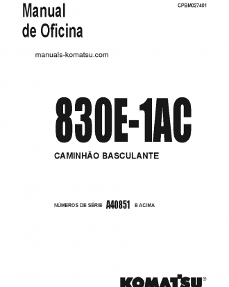830E-1(USA)-AC S/N A40851-UP Shop (repair) manual (Portuguese)
