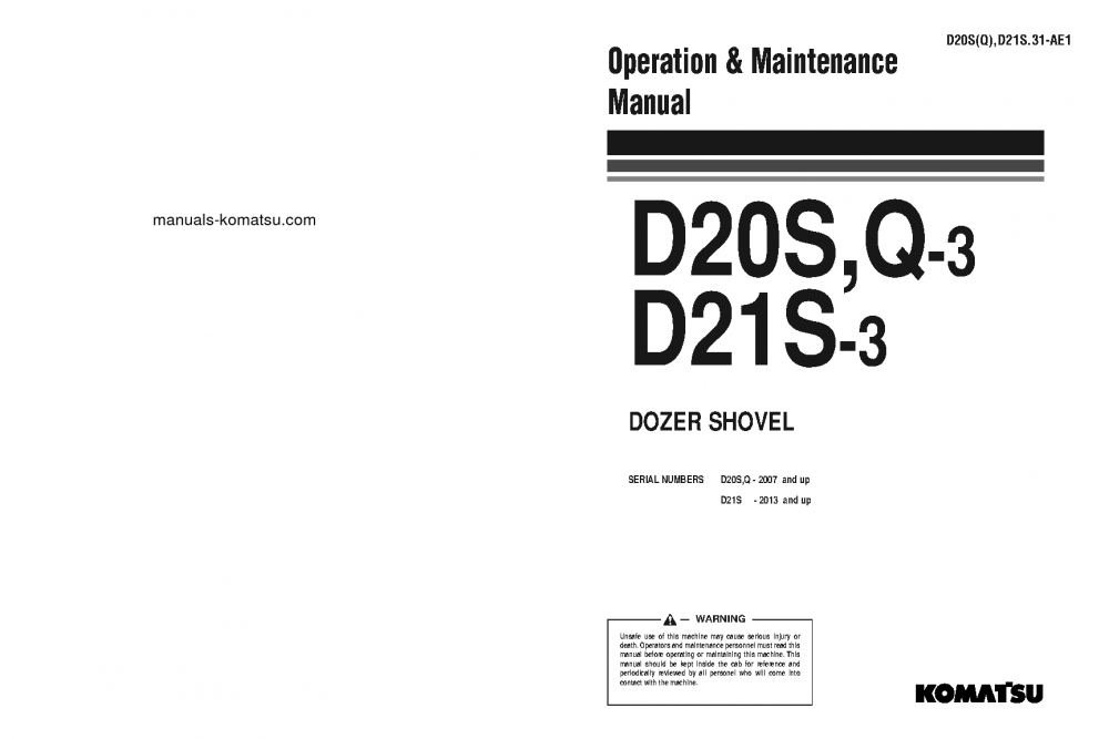 D21S-3(JPN) S/N 2013-UP Operation manual (English)