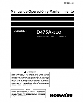 D475A-5(JPN)-E0 S/N 30071-UP Operation manual (Spanish)