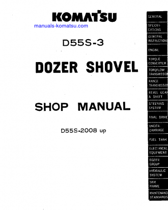 D55S-3(JPN) S/N 2008-UP Shop (repair) manual (English)