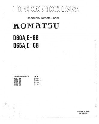D60E-6(JPN) S/N B1001-UP Shop (repair) manual (Portuguese)