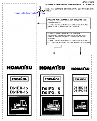 D61EX-15(BRA) S/N B40001-UP Shop (repair) manual (Spanish)