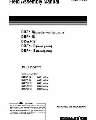 D65WX-18(JPN) S/N 90001-UP Field assembly manual (English)