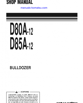 D85A-12(JPN) S/N 10001-UP Shop (repair) manual (English)