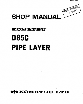D85C-12(JPN) S/N --- Shop (repair) manual (English)