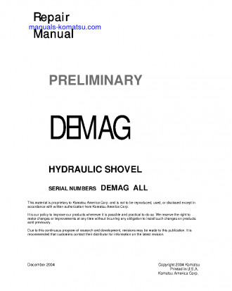 HYDRAULIC S(DEU)-OVELS S/N ALL Shop (repair) manual (English)