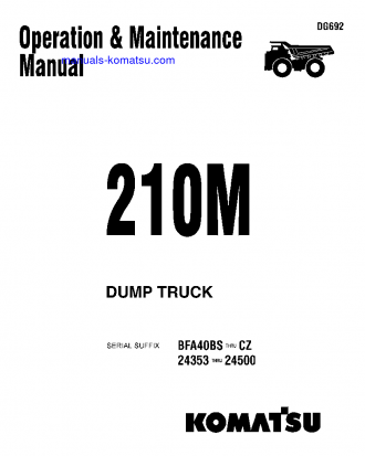 210M(USA) S/N BFA40-BS-BFA40-CZ Operation manual (English)