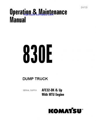 830E(USA) S/N AFE32-DK-UP Operation manual (English)