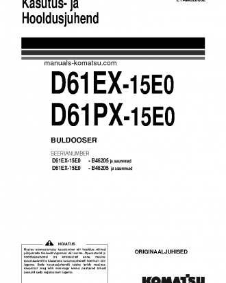 D61PX-15(BRA)-E0 S/N B46205-UP Operation manual (Estonian)