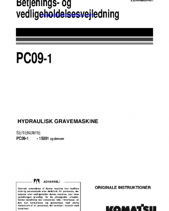 PC09-1(ITA) S/N 15001-UP Operation manual (Danish)