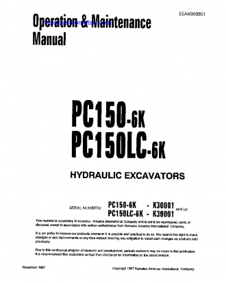 PC150-6(GBR)-K S/N K30001-K32000 Operation manual (English)