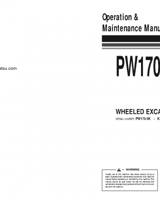 PW170-5(GBR)-K S/N K20314-UP Operation manual (English)
