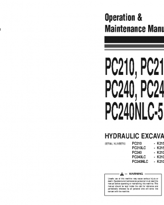 PC210-5(GBR)-K S/N K21558-UP Operation manual (English)