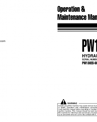 PW130ES-6(GBR)-K S/N K30545-K31999 Operation manual (English)