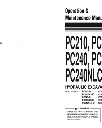 PC240LC-6(GBR)-K S/N K30001-K32000 Operation manual (English)
