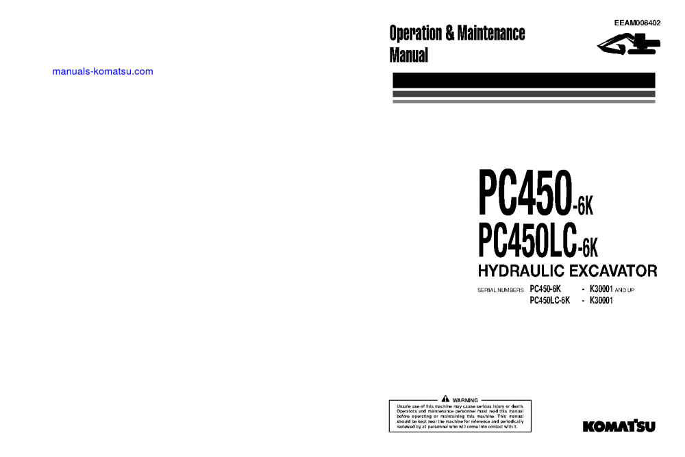PC450LC-6(GBR)-K S/N K30001-UP Operation manual (English)