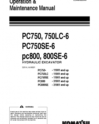 PC800-6(JPN) S/N 31001-UP Operation manual (English)