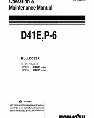 D41P-6(BRA)-BB S/N B40001-UP Operation manual (English)