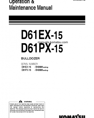 D61EX-15(BRA) S/N B40688-UP Operation manual (English)