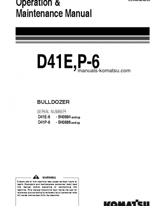 D41P-6(BRA) S/N B40688-UP Operation manual (English)