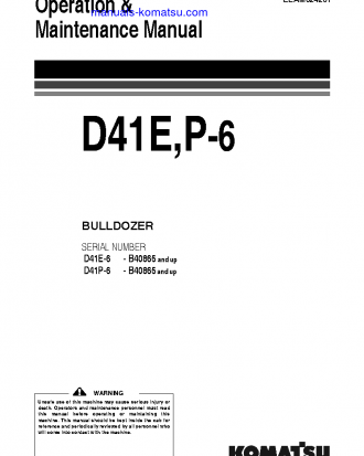 D41E-6(BRA) S/N B40865-UP Operation manual (English)