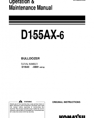 D155AX-6(JPN)-FOR EU S/N 80001-UP Operation manual (English)