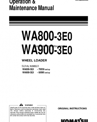 WA800-3(JPN)-E0 S/N 70039-UP Operation manual (English)