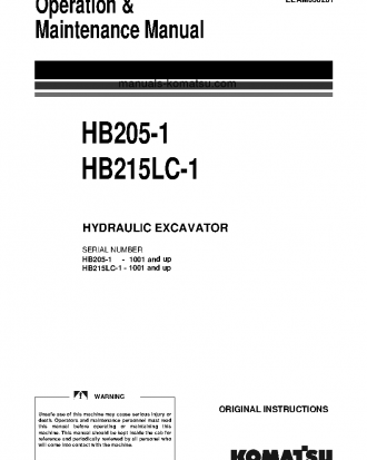 HB205-1(JPN) S/N 1001-UP Operation manual (English)