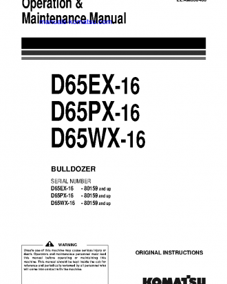 D65EX-16(JPN) S/N 80159-UP Operation manual (English)