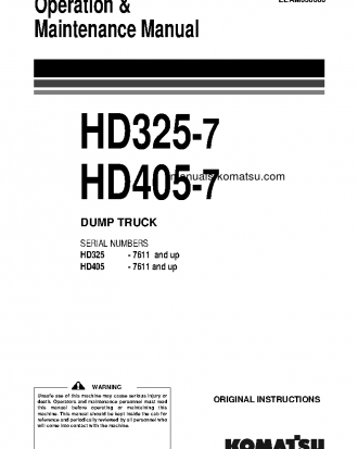 HD405-7(JPN) S/N 7611-UP Operation manual (English)