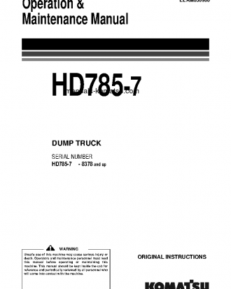 HD785-7(JPN) S/N 8378-UP Operation manual (English)