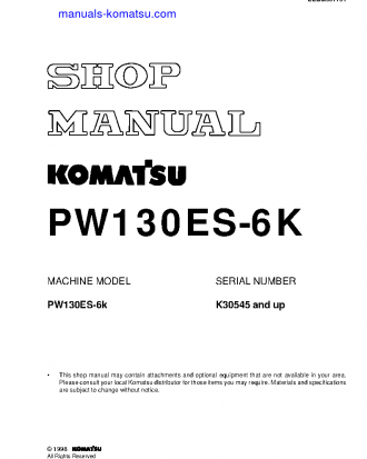 PW130ES-6(GBR)-K S/N K30545-K31999 Shop (repair) manual (English)