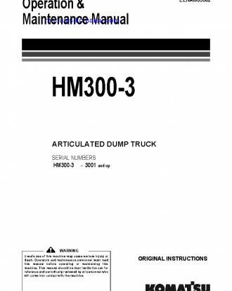 HM300-3(JPN) S/N 3001-UP Operation manual (English)