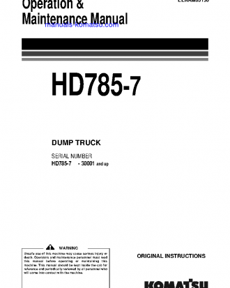 HD785-7(JPN) S/N 30001-UP Operation manual (English)